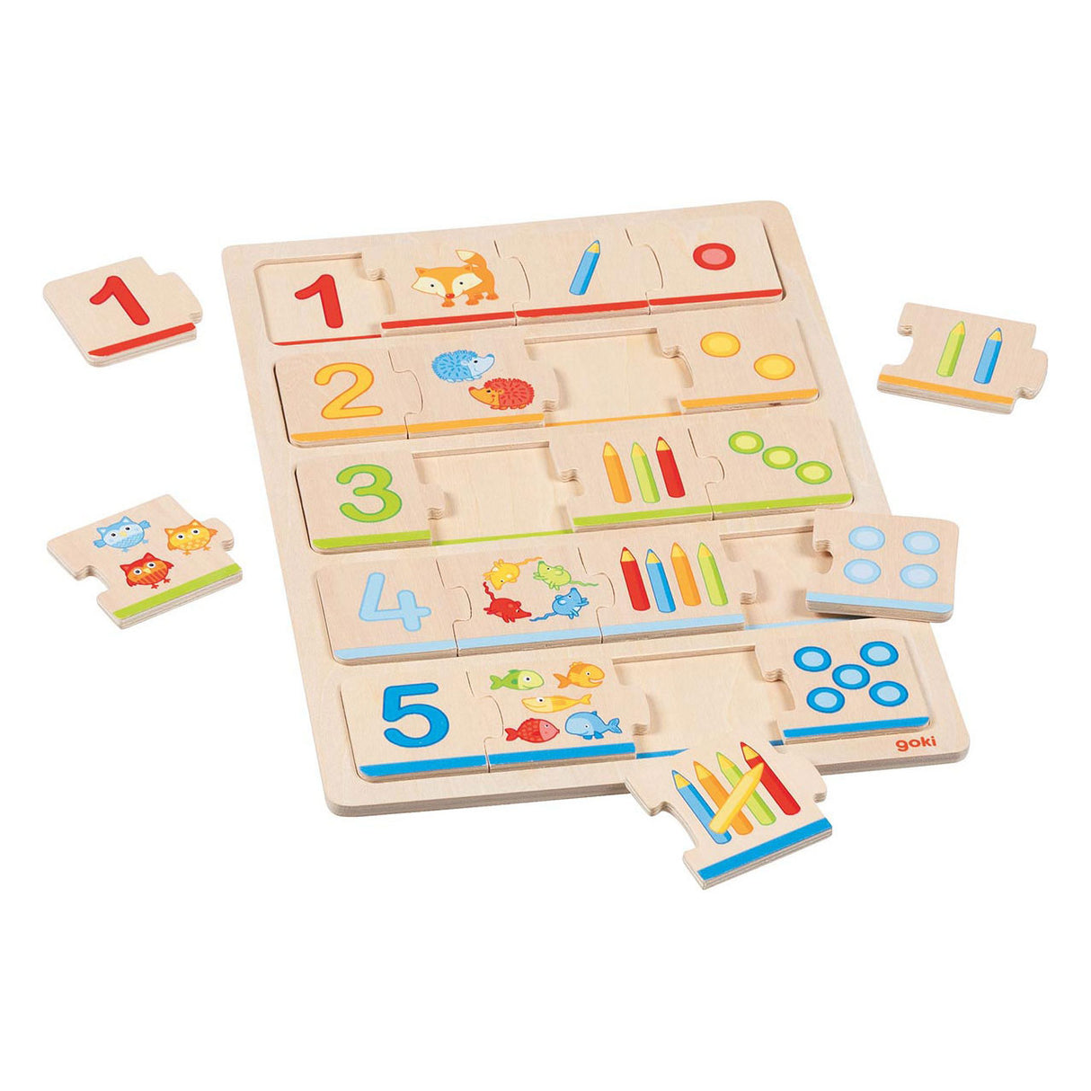 Goki Wooden Jigsaw Puzzle Apprenez à compter, 20e.