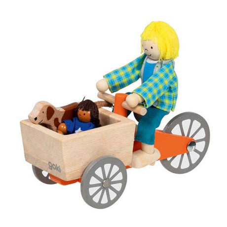 Goki Biegepuppen – Transportfahrrad mit 2 Puppen – und Hund – 3 Jahre