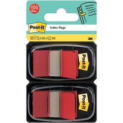 Post-it ® index standaard, duo pack, rood, 25.4 x 43.2 mm, 50 tabs dispenser
