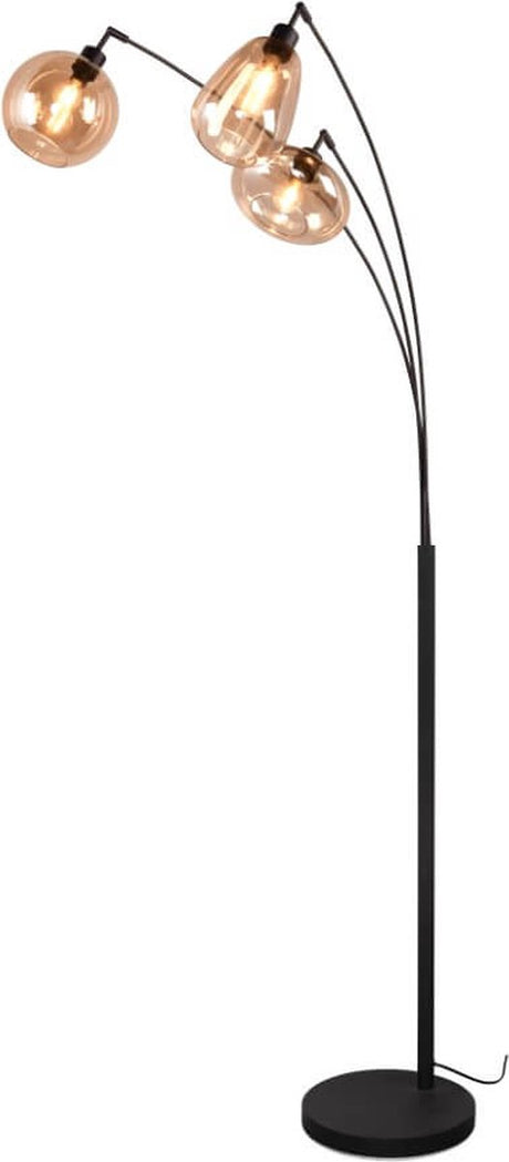 Trio Lumina - Stehleuchte - Schwarz matt - exkl. Leuchtmittel 3x e14 10w - Braunglas