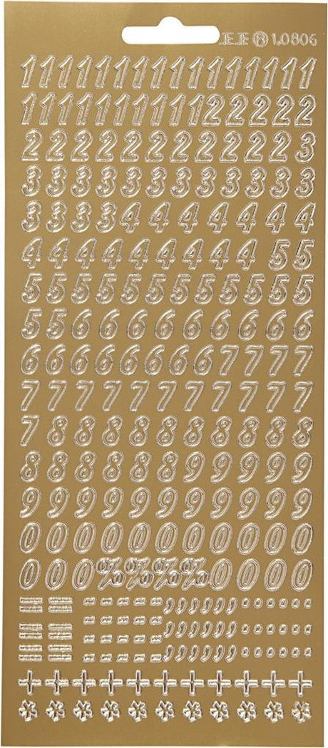 Creativ Firmenaufkleber, Zahlen, Blatt 10x23 cm, gold, 1 Blatt