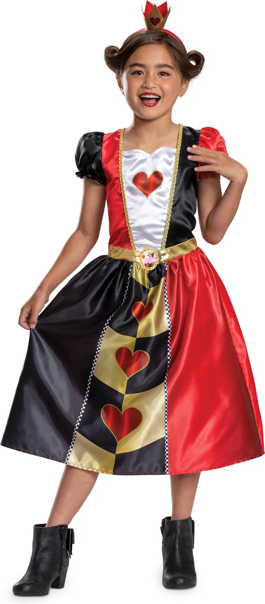 Disney-Verkleidung – Alice im Wunderland, klassisches Kleid der Königin der Herzen, Größe XS (3–4 Jahre), Mädchen