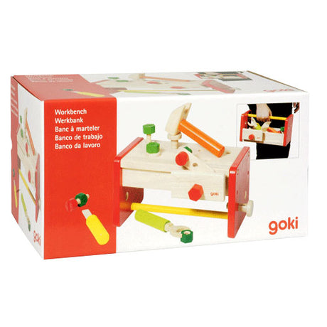 Goki wooden work bench and toolbox 2in1