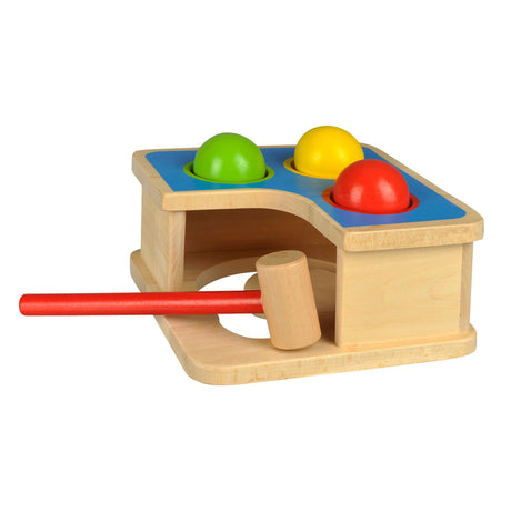 Goki Schlagbank und Murmelbahn 18x18x8cm, Holz