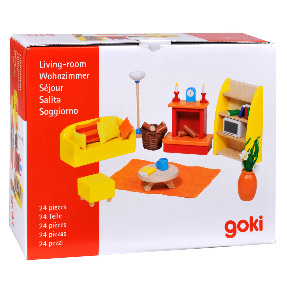 Goki Puppenhausmöbel Wohnzimmer, 24-teilig.