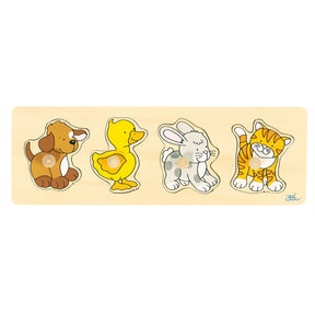 Goki Holz-Studpuzzle Hund Ente Hase Katze