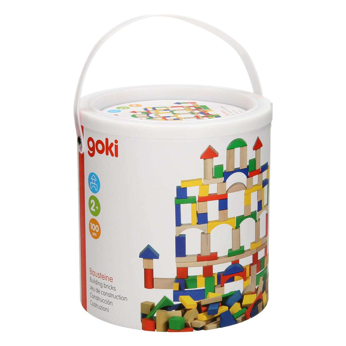 Goki Holzbausteine ​​in Tonnen - Farbe, 100 Stk.