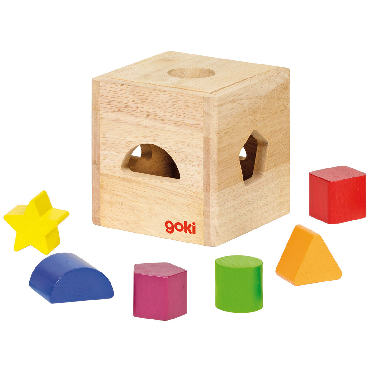 Goki wooden sorting cube with blocks