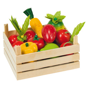 Goki Spielzeugküche – Obst und Gemüse in Box – 14,1 x 10,1 x 7,3 cm – Holz – 3 Jahre
