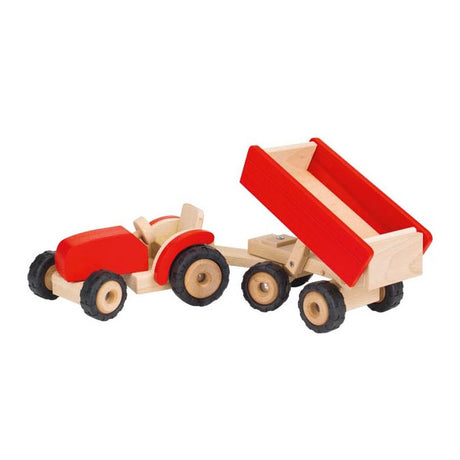 Goki wooden tractor with trailer