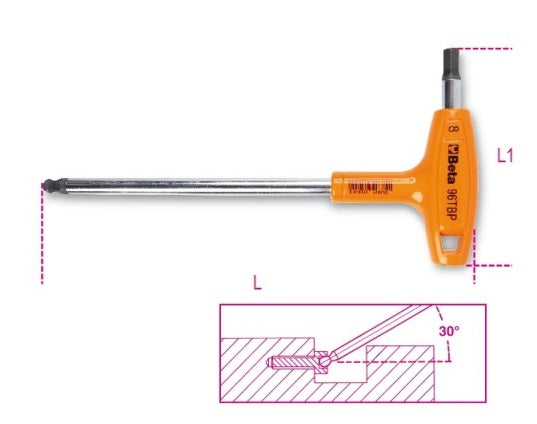 Beta Stift Key 96TBP med bollhuvud och hantering 5,0 mm