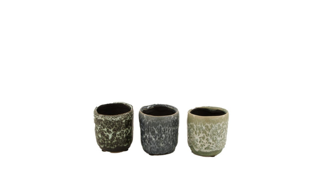 Planter ceramic ø8x8.5cm mixed grey
