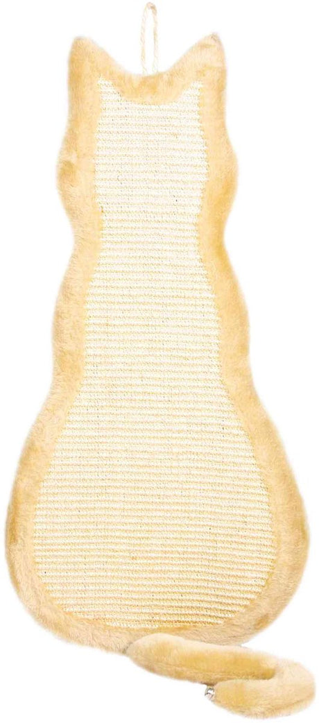 Trixie Kratzbrett Katze – Beige 35x69 cm – Sisal, Plüsch, mit Glöckchen