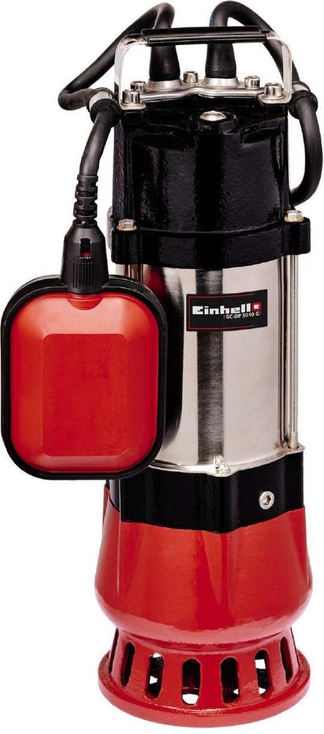Einhell elektrische Schmutzwasserpumpe GC-DP 5010 g – 500 W – 12000 l·h – Schmutz bis ø10 mm – stufenlos verstellbarer Schwimmerschalter – inkl. Universeller Schlauchanschluss