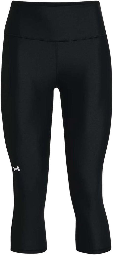 Under Armour Tech Hi Capri-Blk Damen-Sporthose – Schwarz – Weiß