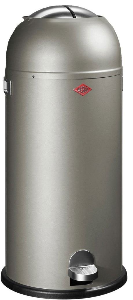 Wesco Kickmaster Maxi-Abfallbehälter | Treteimer | 40 Liter | Metall - Neusilber | Mülleimer - hergestellt in Deutschland