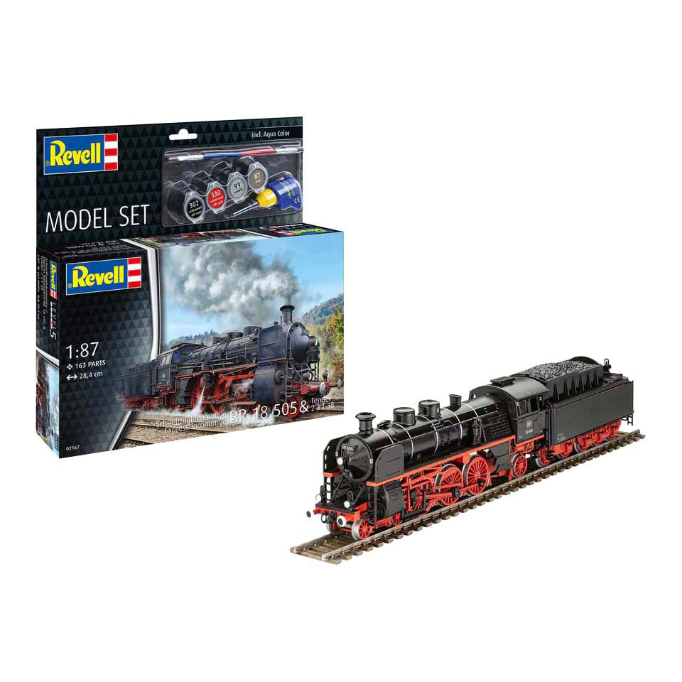 Revell Modellbausatz - Schnellzulokomotive BR18505 mit Tender 1:87 - 163tlg. - inkl. Grundfarben
