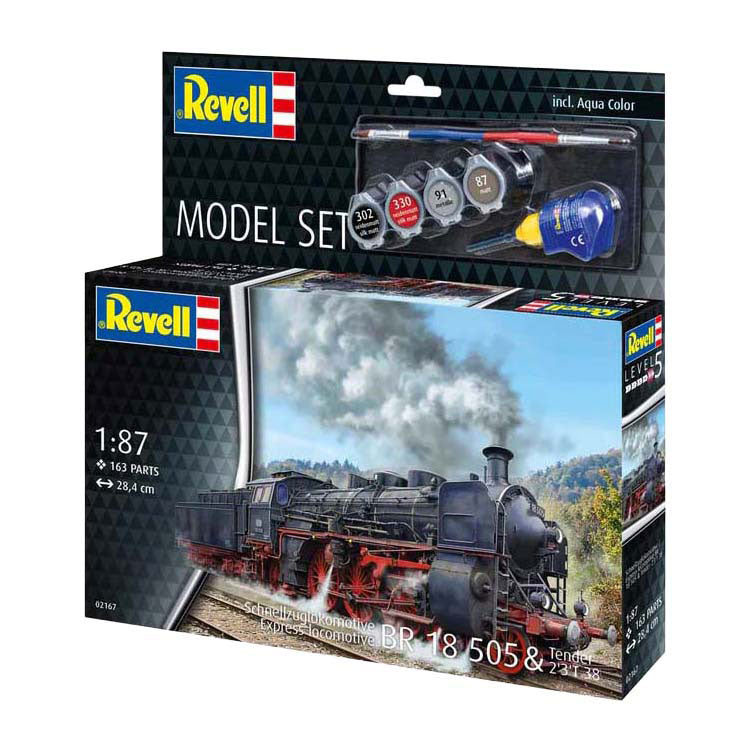 Revell Modellbausatz - Schnellzulokomotive BR18505 mit Tender 1:87 - 163tlg. - inkl. Grundfarben