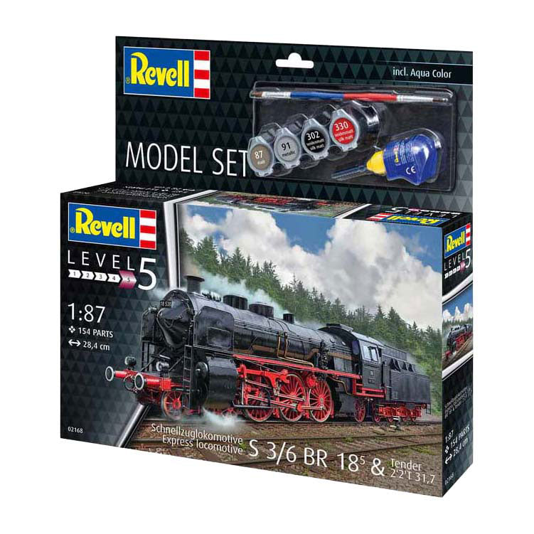 Revell Modellbausatz - Schnellfahrende Lokomotive S3 6 BR18 mit Tende 1:87 - 154-tlg.