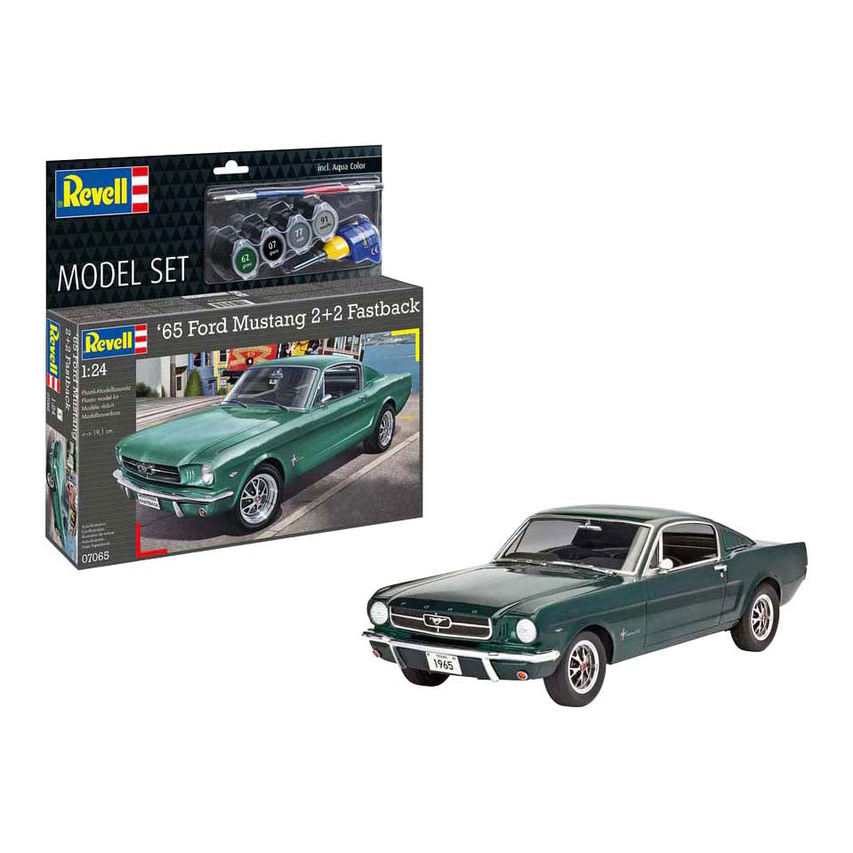 Revell Modellbausatz - 1965 Ford Mustang 2+2 Fastback 1:24 - 82-tlg. - inkl. Grundfarben