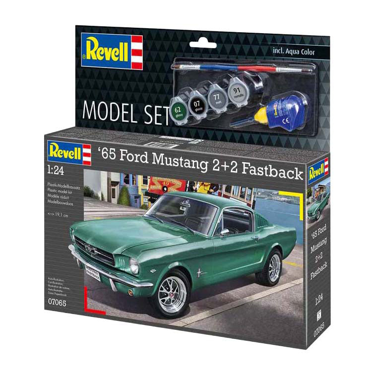 Revell Modellbausatz - 1965 Ford Mustang 2+2 Fastback 1:24 - 82-tlg. - inkl. Grundfarben