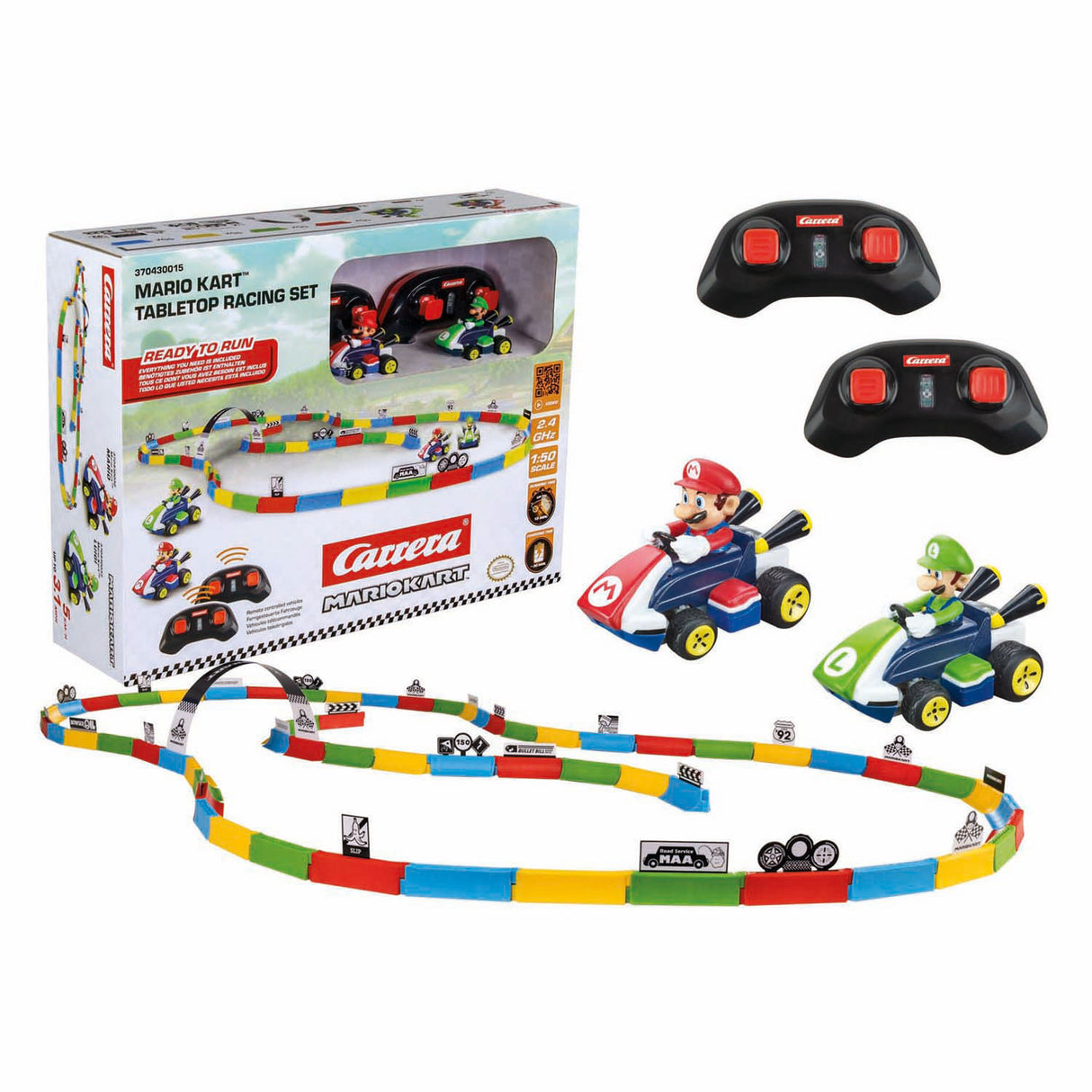 Carrera RC 2,4 GHz Mario Kart Tabletop Racing Set – Mario Luigi 1:43
