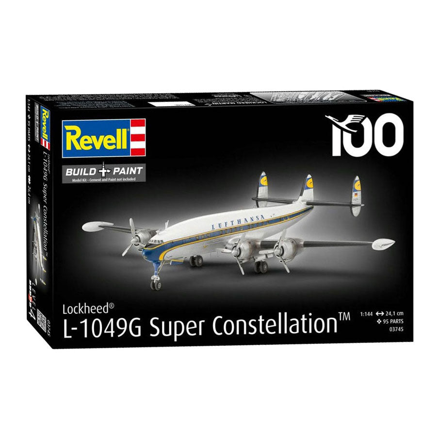 Revell modelbouwpakket vliegtuigen - 03745 lockheed l.1049g super constellation - lufthansa 100 - duits passagiersvliegtuig plastic - 1:144 - modelbouw