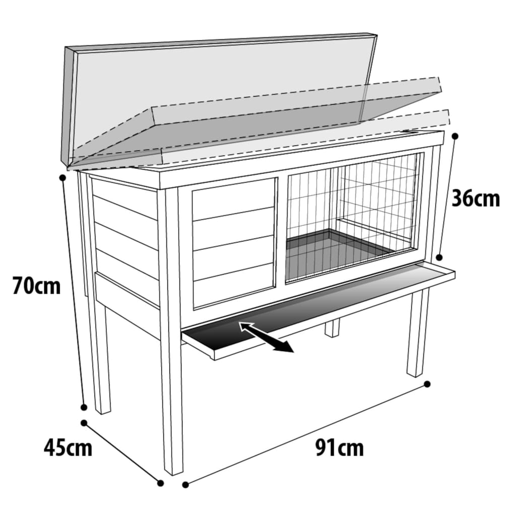 Flamingo Flamingo rabbit hutch Bunny 90 91x45x70 cm Brown