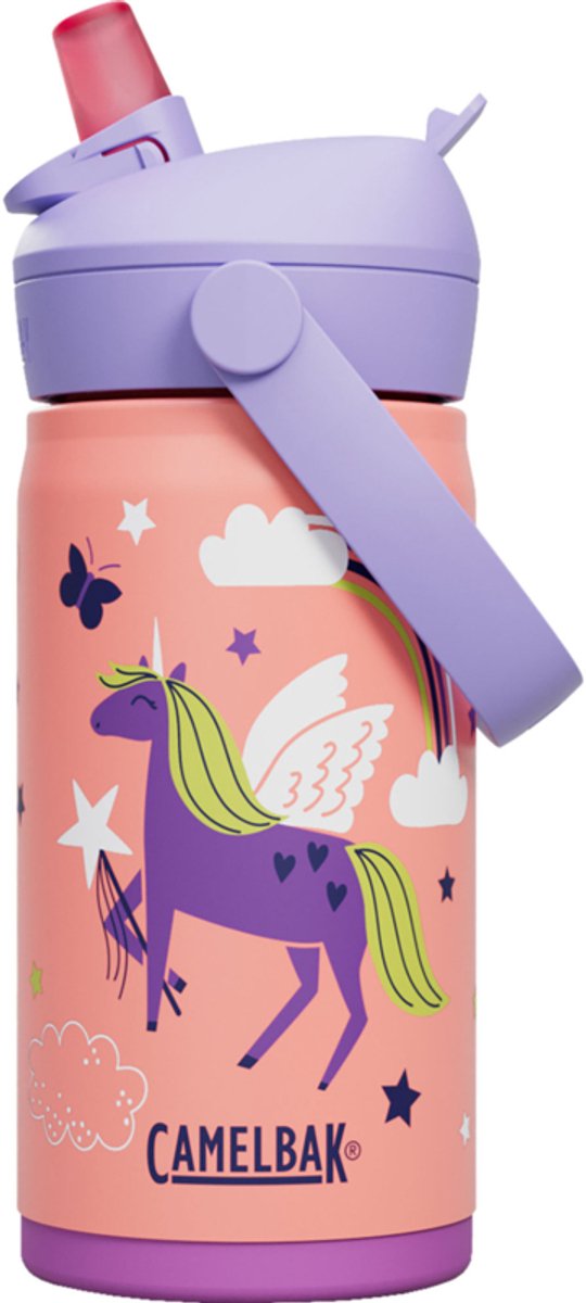 Camelbak Thrive Flip Straw Trinkflasche Kinder – 350 ml – Edelstahl – mit Strohhalm – Isolierwasserflasche – Pink