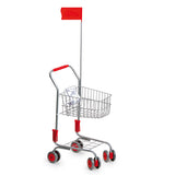 Small foot shopping cart with doll's seat and flag