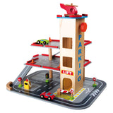 Small foot wooden parking garage with accessories