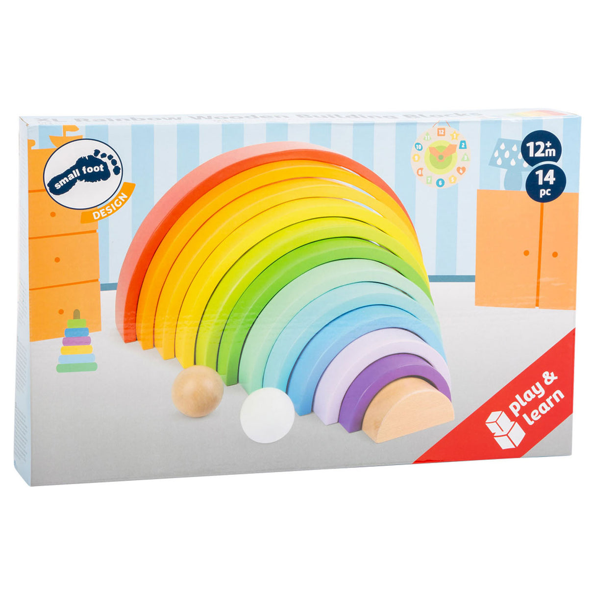 Small foot wooden building blocks rainbow XL, 14dlg.