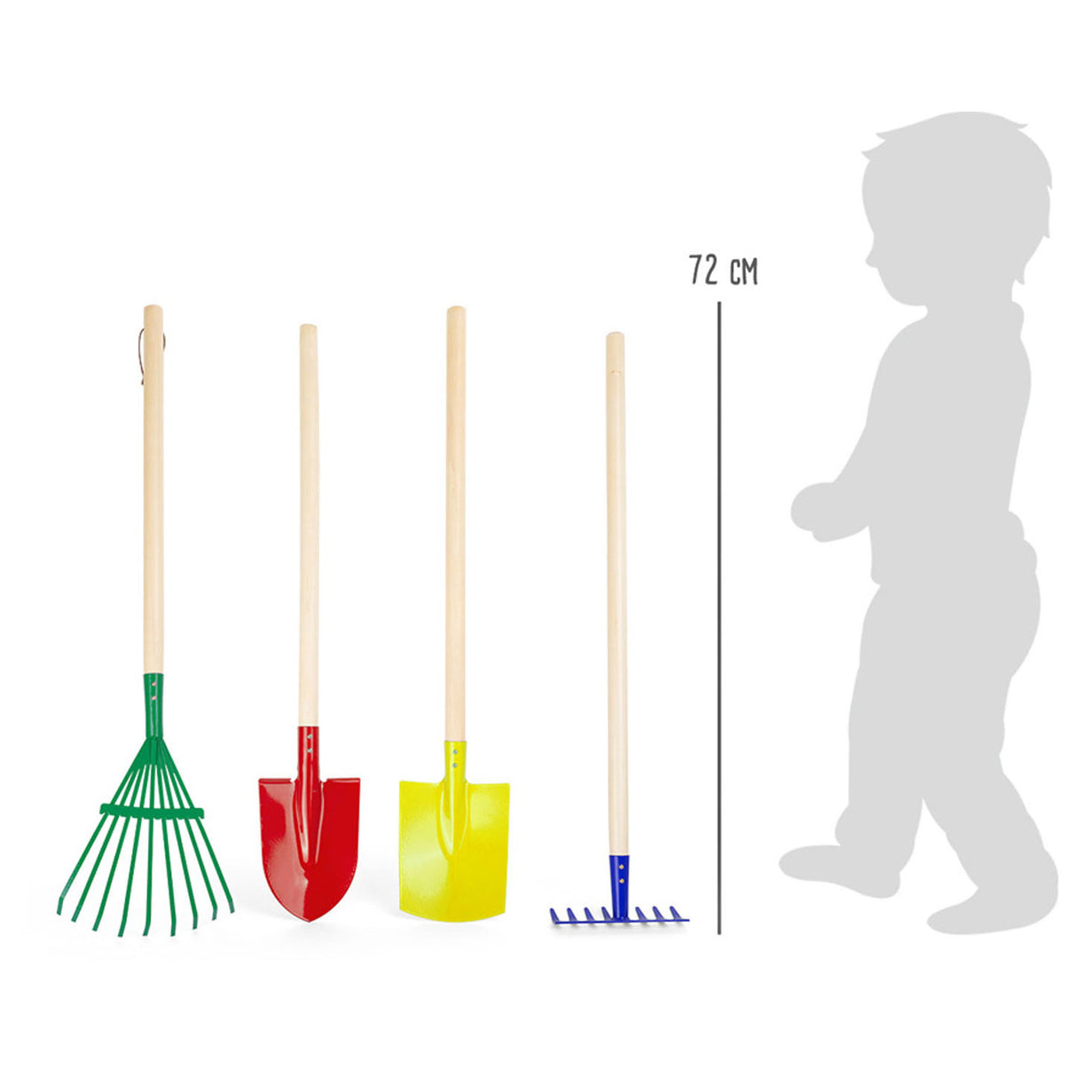 Outils de jardin pour enfants en bois à petit pied, 4dlg.