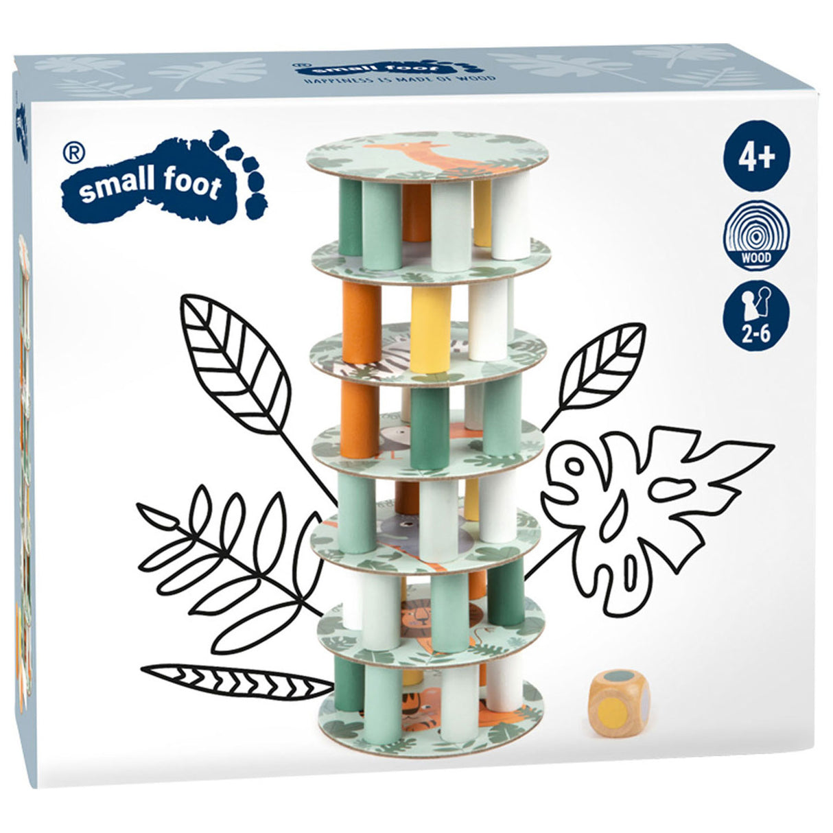 Pequeño juego de la torre de madera de madera Wobbel