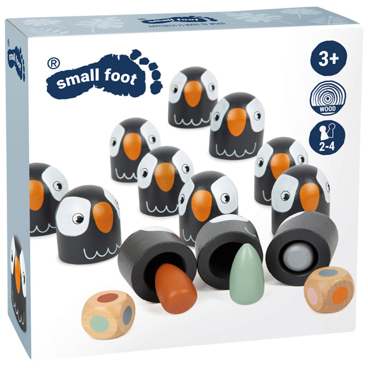 Kleines Fußholz -Memo -Spiel Pinguin, 26dlg.