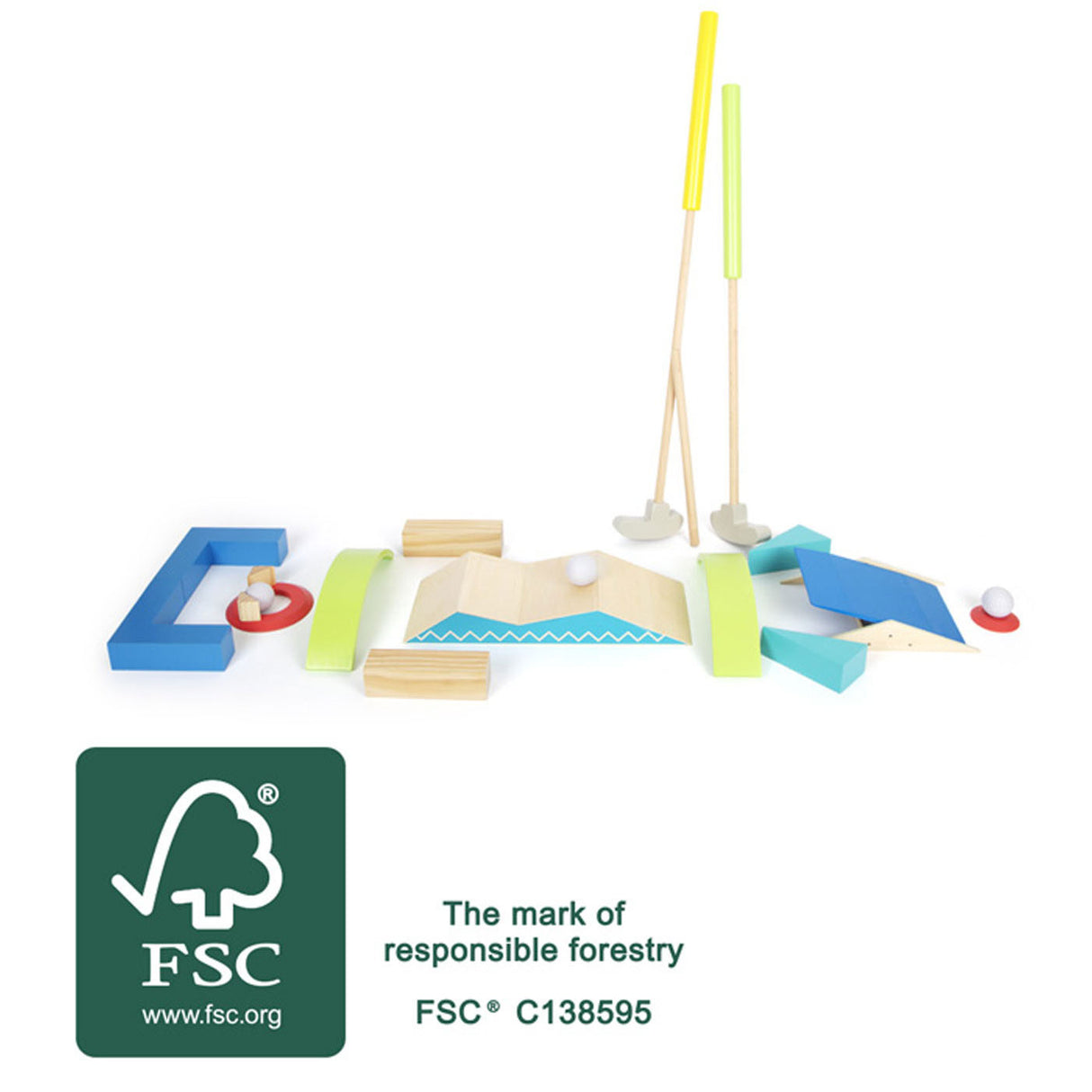 Small foot wooden mini golf, 20dlg.