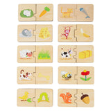 Small foot wooden puzzle animals and their food