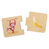 Small foot wooden puzzle animals and their food