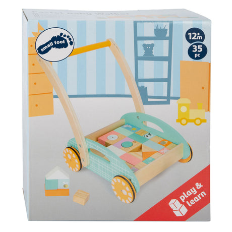 Small Foot - Lauflernhilfe aus Holz mit Pastellklötzen, 35-teilig.
