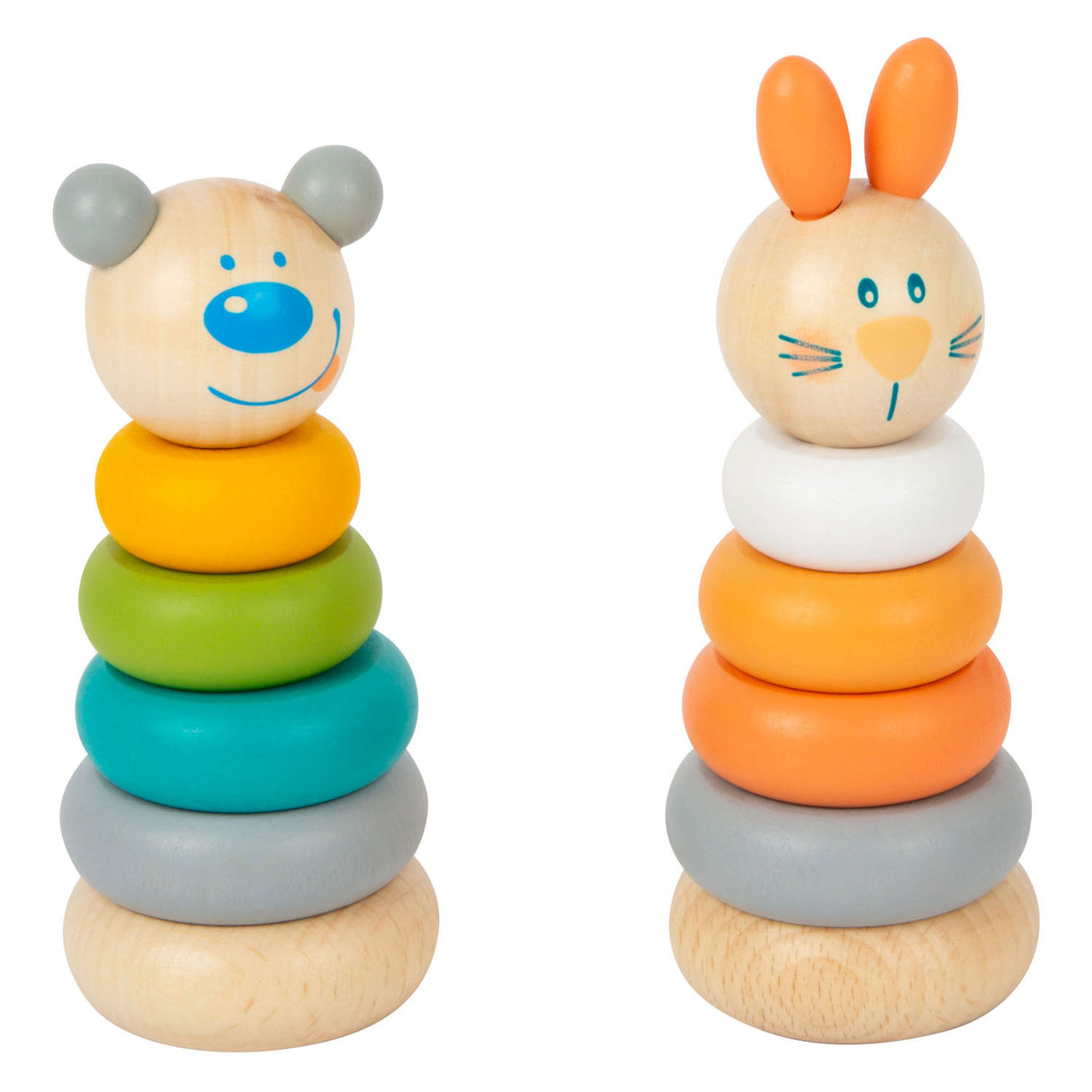 Kleiner Fußhölzer Stapelstapel -Turm Tierpastell, 6dlg.