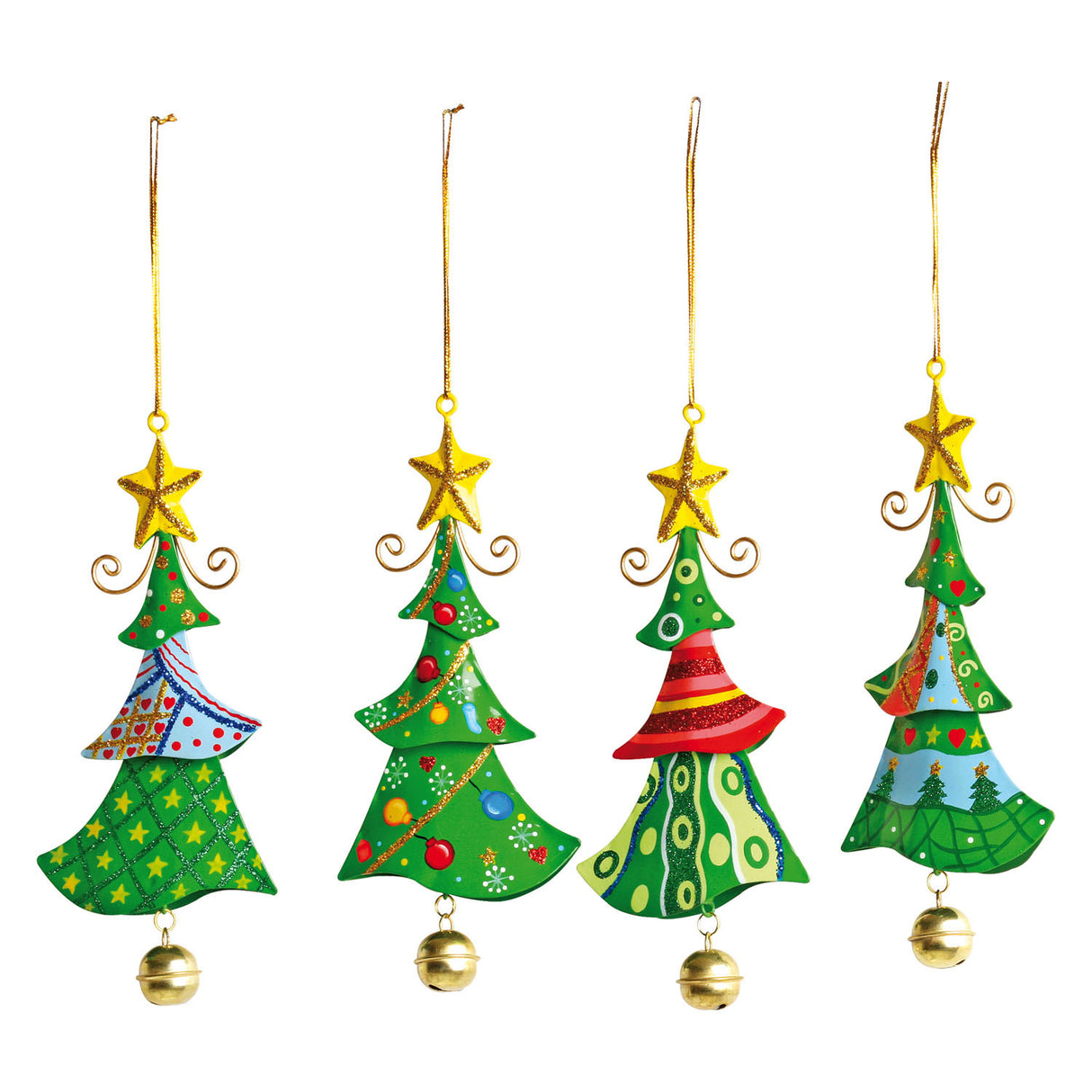 Pequeño pie de metal perchas de Navidad Árbol de Navidad, 4st.