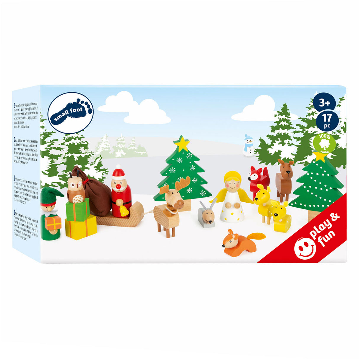 Petits animaux en bois de Noël Noël dans le jeu de jeu de forêt, 17dlg.