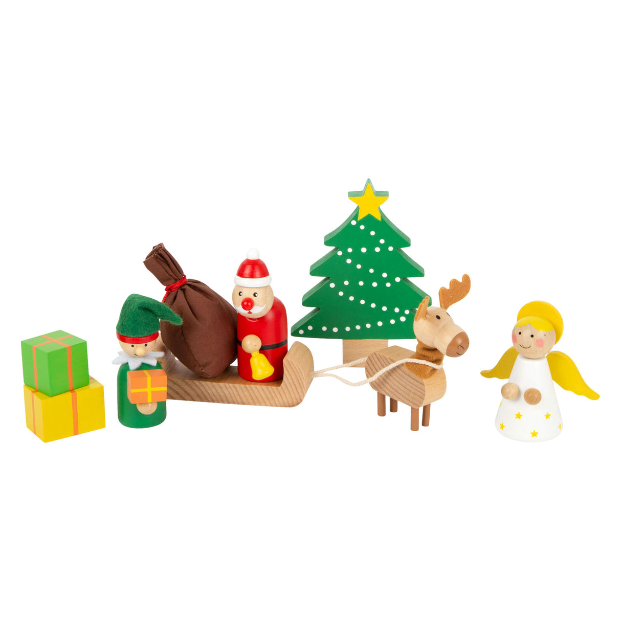 Petits animaux en bois de Noël Noël dans le jeu de jeu de forêt, 17dlg.