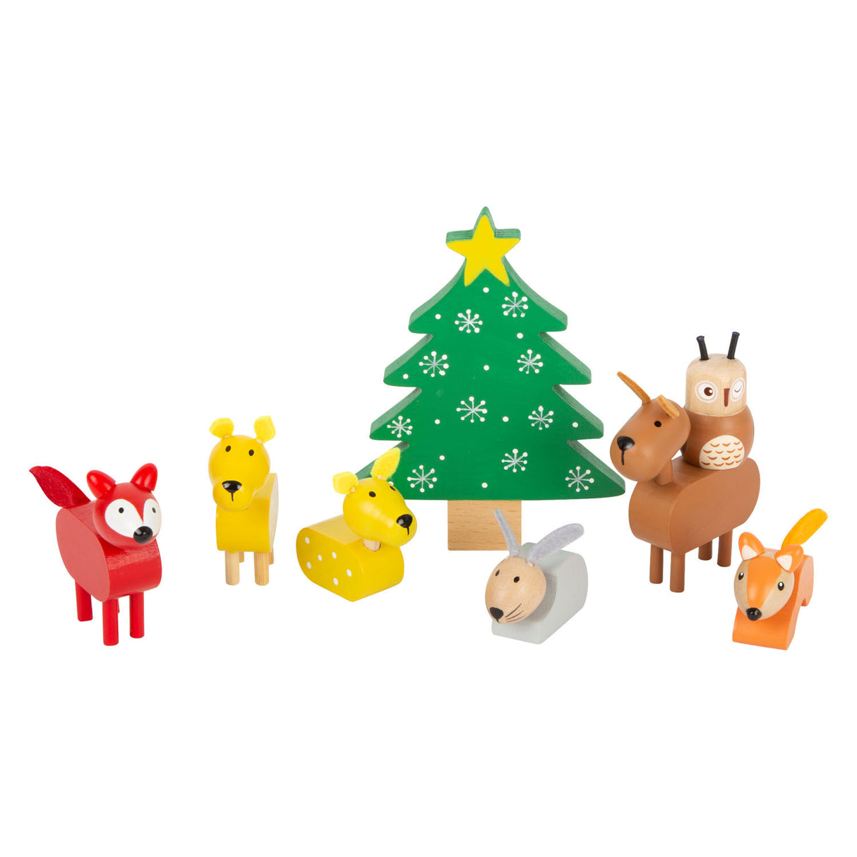 Petits animaux en bois de Noël Noël dans le jeu de jeu de forêt, 17dlg.