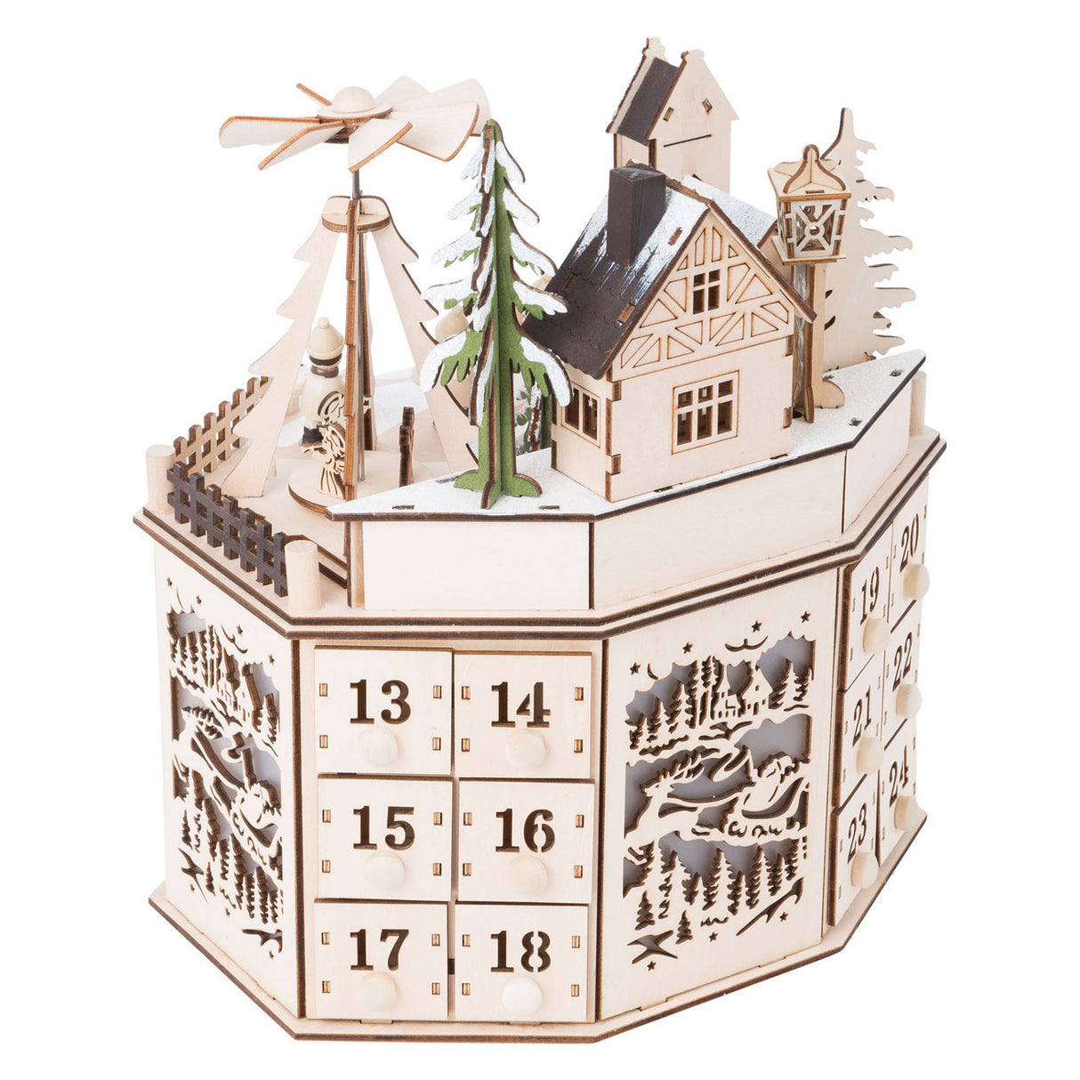 Petit pied - paysage de Noël du calendrier en bois en bois