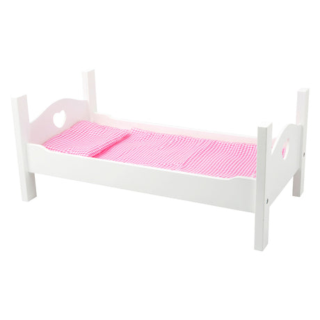 Small Foot Puppenbett aus Holz mit Bettwäsche 50 cm weiß rosa