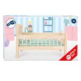 Kleiner Fuß - Holzpuppenbett natürlich mit Bettwäsche, 4ldg.