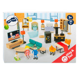 Small Foot - Puppenhausmöbel aus Holz, modernes Komplettset, 31-teilig.