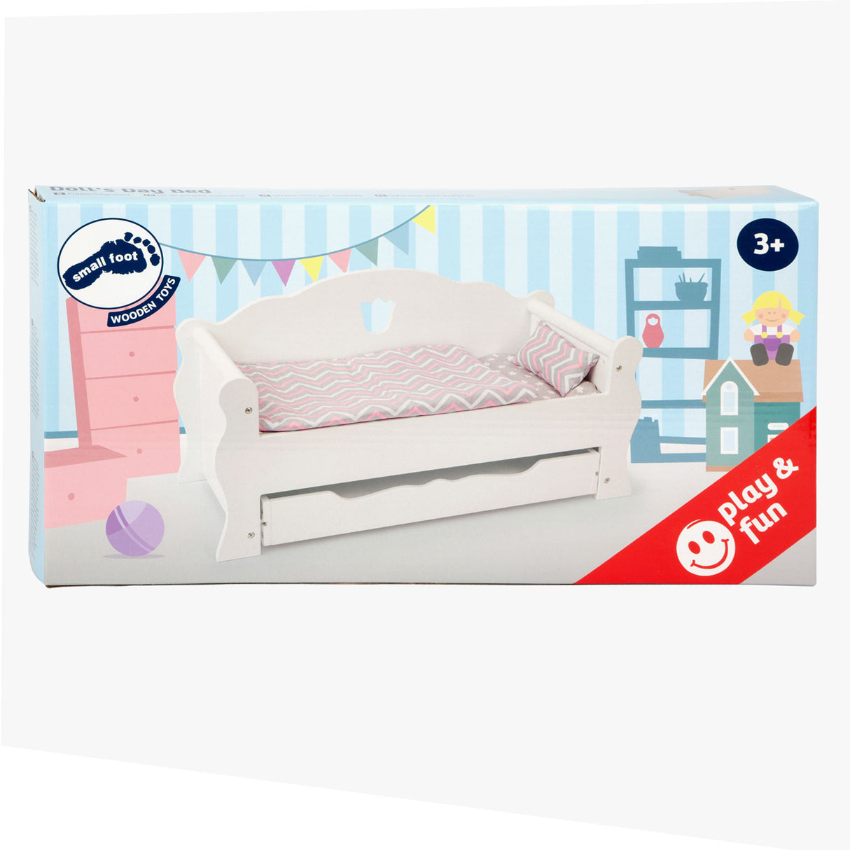 Small Foot - Puppenbett aus Holz mit Schublade und Bettzeug, 4-teilig.