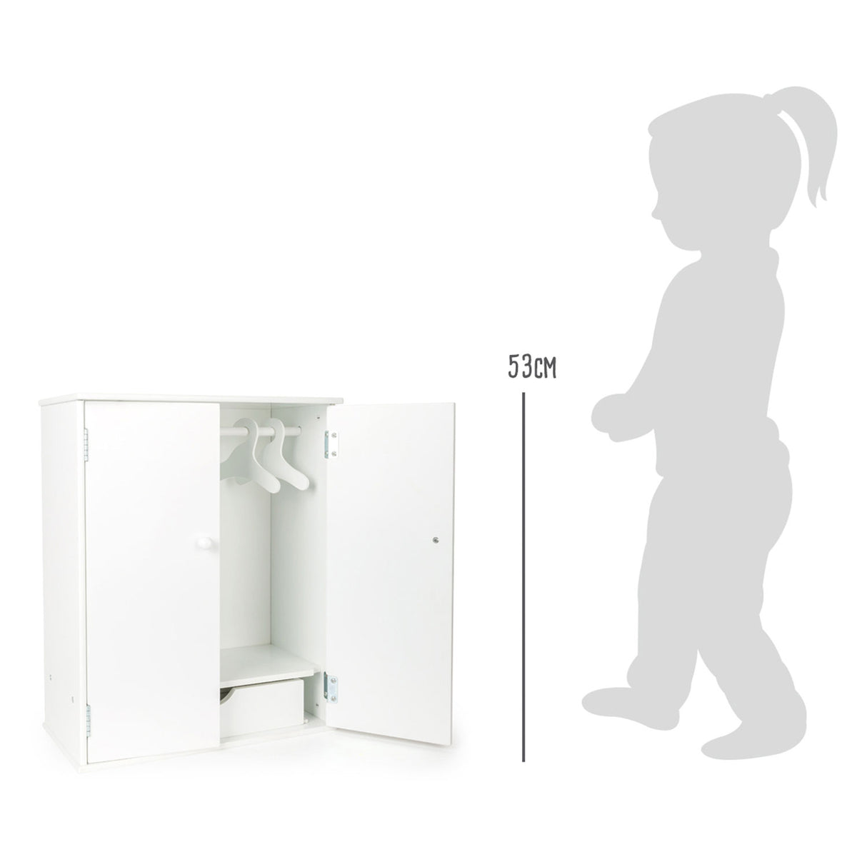 Small Foot - Puppengarderobe aus Holz mit Kleiderbügeln, 3-teilig.